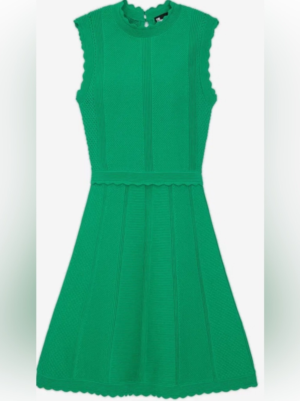 Kooples NWT Size 2 (M) Scalloped Green Designer Dress - Picture 3 of 7